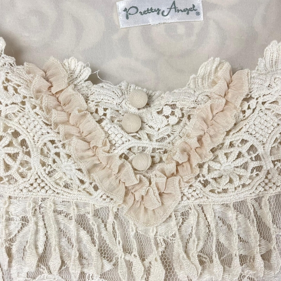 Pretty Angel Cream Beige Lace Overlay Mini Dress - Picture 7 of 12